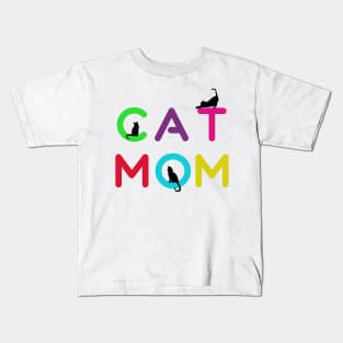 Funny Cat Mom Rainbow Graphic Design Kids T-Shirt